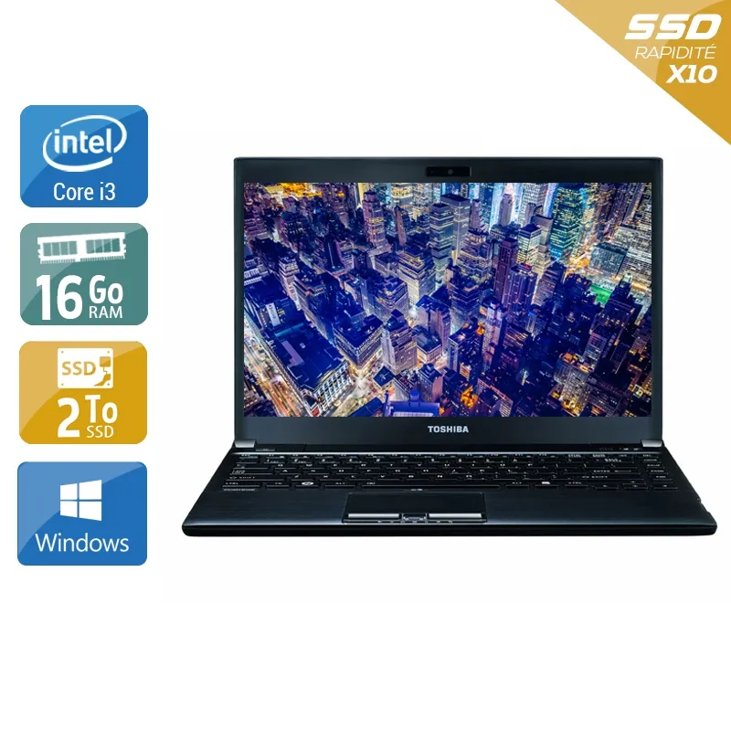 Portégé R930 13,3" 2012 - Intel Core i3 2,5Ghz - 2 - 16Go DDR3 - 2To SSD - Intel HD Graphics 4000 - Gris / Noir - Windows 10 - AZERTY