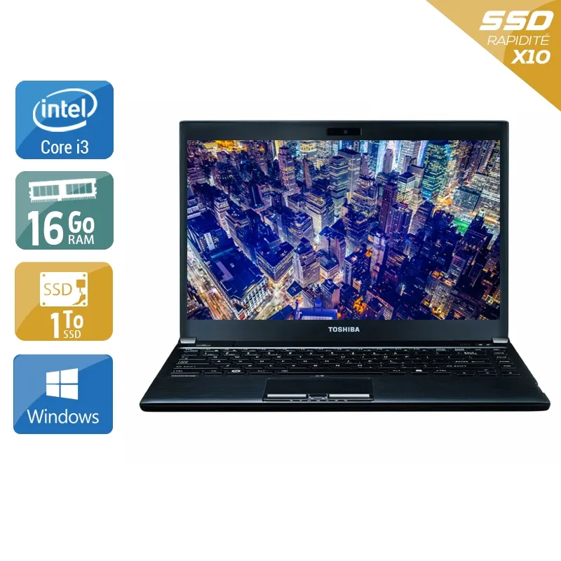 Portégé R930 13,3" 2012 - Intel Core i3 2,5Ghz - 2 - 16Go DDR3 - 1To SSD - Intel HD Graphics 4000 - Gris / Noir - Windows 10 - AZERTY