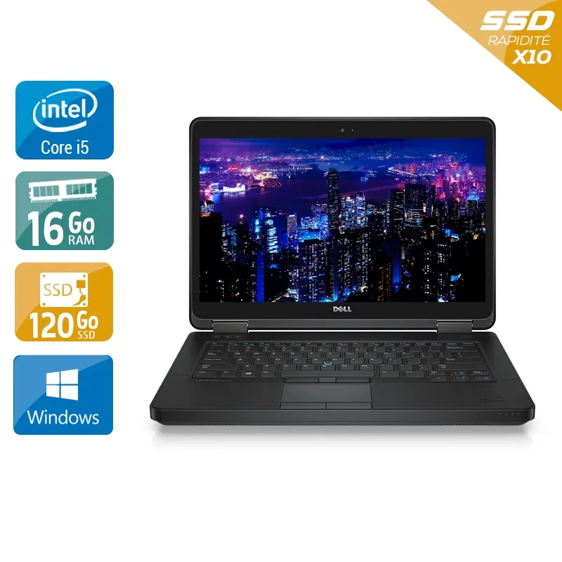 Latitude E5440 14" 2013 - Intel Core i5 1,9Ghz - 2 - 16Go DDR3 - 120Go SSD - Intel HD Graphics 4400 - Gris / Noir - Windows 10 - AZERTY