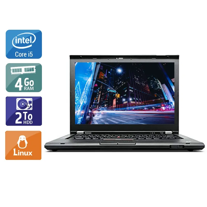 ThinkPad T430 14,1" 2012 - Intel Core i5 2,6Ghz - 2 - 4Go DDR4 - 2To HDD - Intel HD Graphics 4000 - Gris / Noir - Linux - AZERTY
