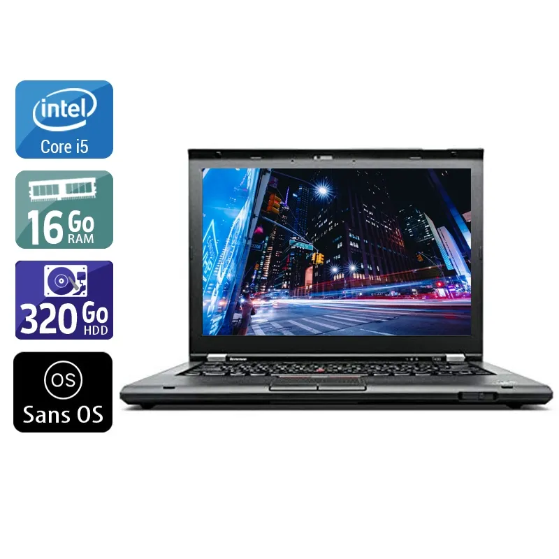 ThinkPad T430 14,1" 2012 - Intel Core i5 2,6Ghz - 2 - 16Go DDR3 - 320Go HDD - Intel HD Graphics 4000 - Gris / Noir - Sans OS - AZERTY