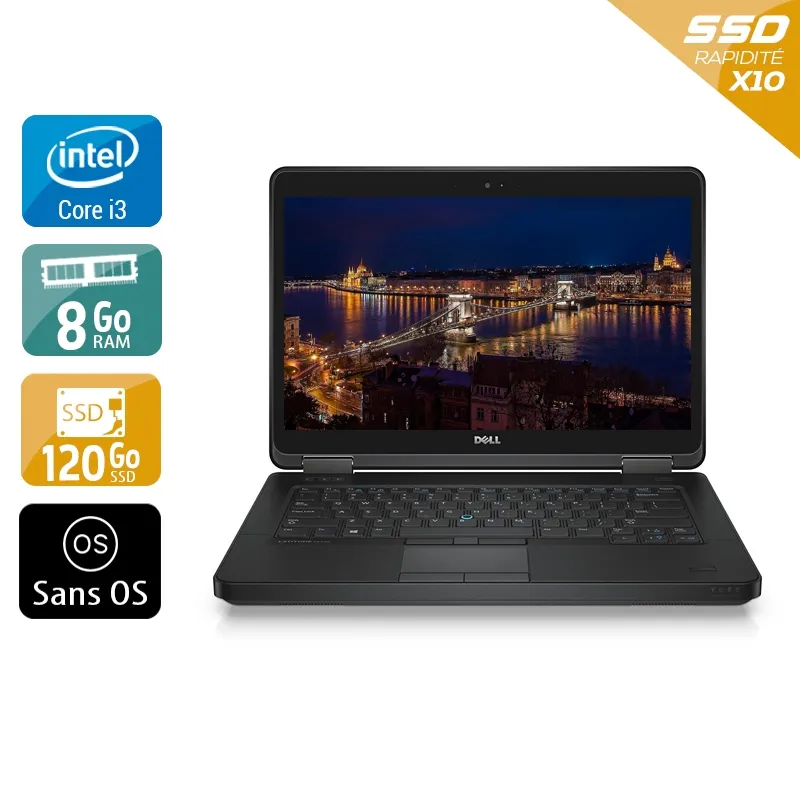 Latitude E5440 14" 2013 - Intel Core i3 1,9Ghz - 2 - 8Go DDR3 - 120Go SSD - Intel HD Graphics 4400 - Gris / Noir - Sans OS - AZERTY