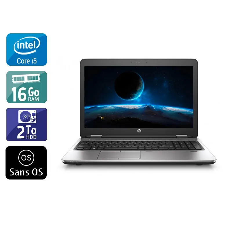 ProBook 650 G2 15,5" 2015 - Intel Core i5 2,3Ghz - 2 - 16Go DDR4 - 2To HDD - Intel HD Graphics 520 - Gris / Noir - Sans OS - AZERTY