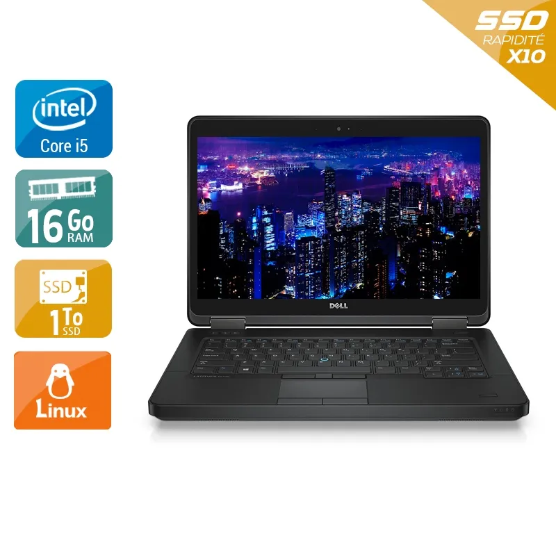 Latitude E5440 14" 2013 - Intel Core i5 1,9Ghz - 2 - 16Go DDR3 - 1To SSD - Intel HD Graphics 4400 - Gris / Noir - Linux - AZERTY