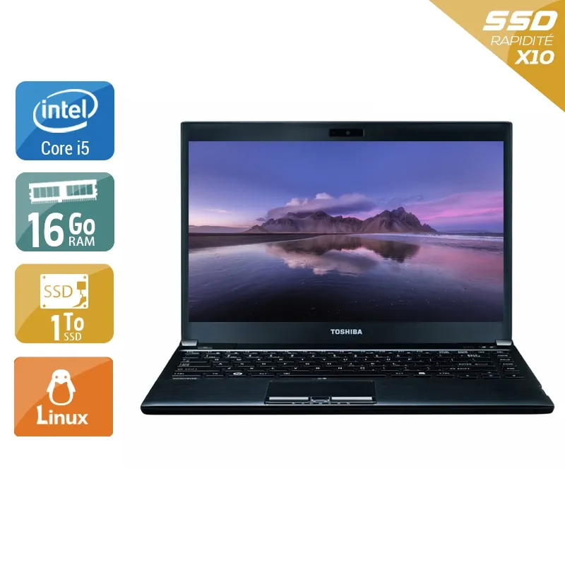 Portégé R930 13,3" 2012 - Intel Core i5 2,6Ghz - 2 - 16Go DDR3 - 1To SSD - Intel HD Graphics 4000 - Gris / Noir - Linux - AZERTY
