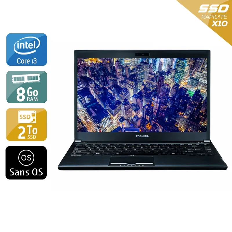 Portégé R930 13,3" 2012 - Intel Core i3 2,5Ghz - 2 - 16Go DDR3 - 2To SSD - Intel HD Graphics 4000 - Gris / Noir - Sans OS - AZERTY