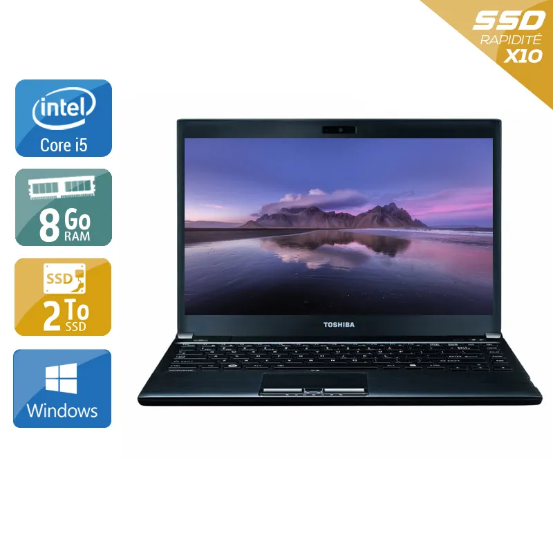 Portégé R930 13,3" 2012 - Intel Core i5 2,6Ghz - 2 - 8Go DDR3 - 2To SSD - Intel HD Graphics 4000 - Gris / Noir - Windows 10 - AZERTY