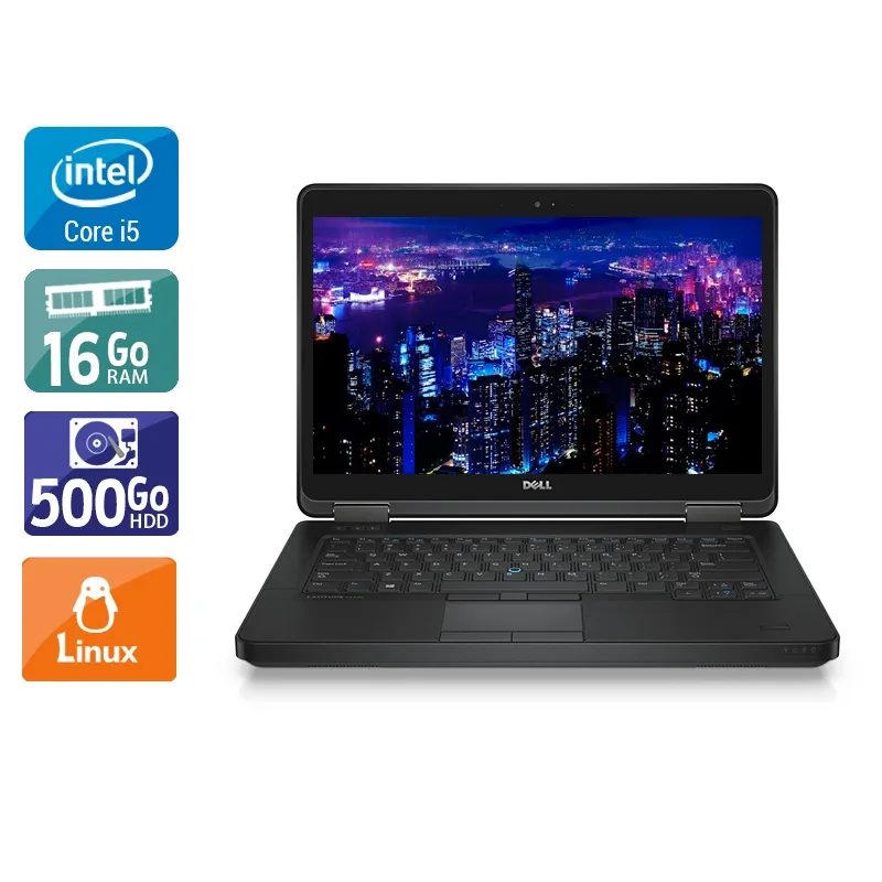 Latitude E5440 14" 2013 - Intel Core i5 1,9Ghz - 2 - 16Go DDR3 - 500Go HDD - Intel HD Graphics 4400 - Gris / Noir - Linux - AZERTY