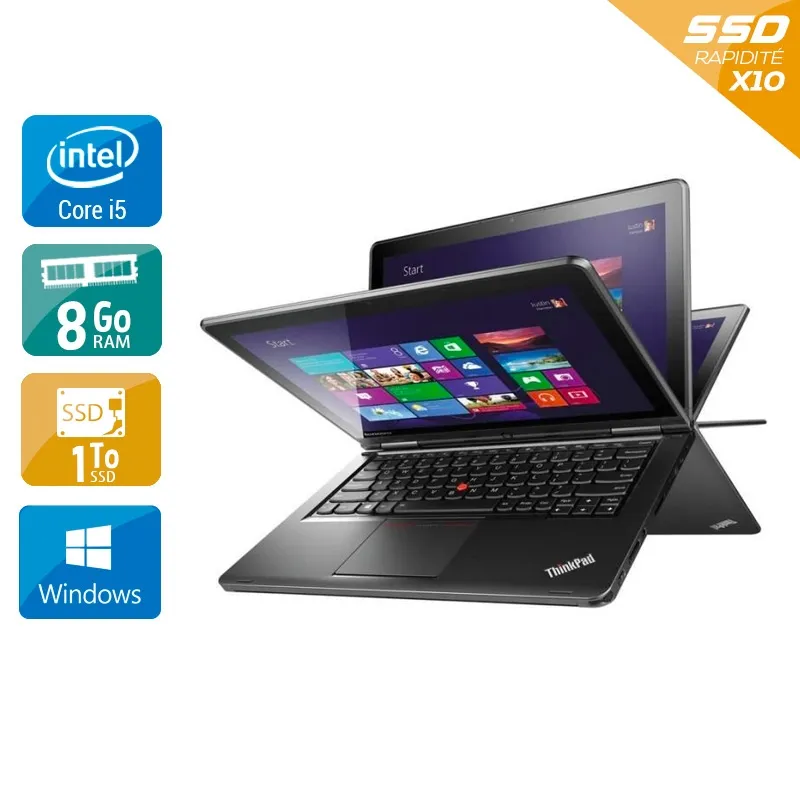 Thinkpad S1 Yoga 12,5" 2014 - Intel Core i7 2Ghz - 2 - 8Go DDR3 - 1To SSD - Intel HD Graphics 4400 - Gris / Noir - Windows 10 - AZERTY