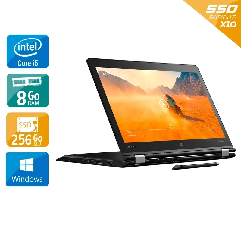 Thinkpad Yoga 460 14" 2015 - Intel Core i5 2,4Ghz - 2 - 8Go DDR3 - 256Go SSD - Intel HD Graphics 520 - Gris / Noir - Windows 10 - AZERTY