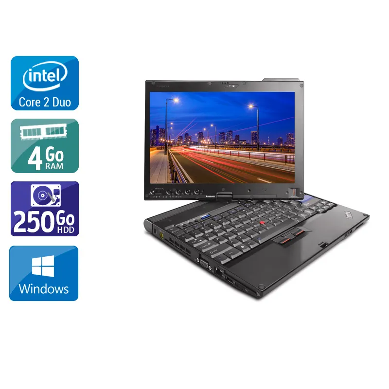 Thinkpad X200T 12" 2010 - Intel Core 2 Duo 1,8Ghz - 2 - 4Go DDR4 - 250Go HDD - Intel HD Graphics 4500 - Gris / Noir - Windows 10 - AZERTY