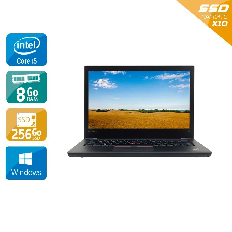ThinkPad T470 14" 2015 - Intel Core i5 2,4Ghz - 2 - 8Go DDR4 - 256Go SSD - Intel HD Graphics 520 - Gris / Noir - Windows 10 - AZERTY