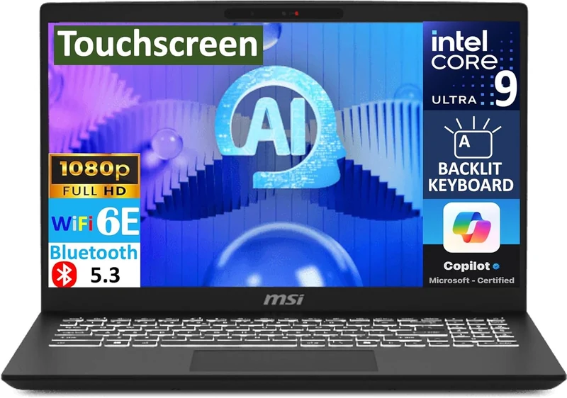 MSI Modern C1MTG-084US Laptop, Intel Core Ultra 9 185H, 32GB RAM, 1TB SSD, 15.6" FHD Touchscreen, Win 11