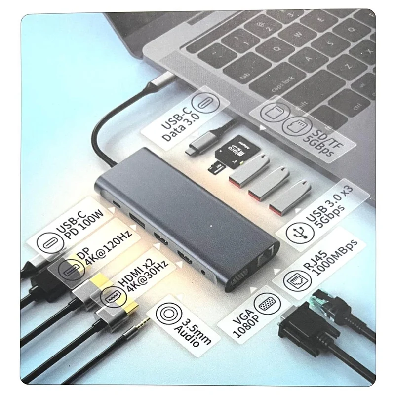 Station d'accueil USB C 13 en 1