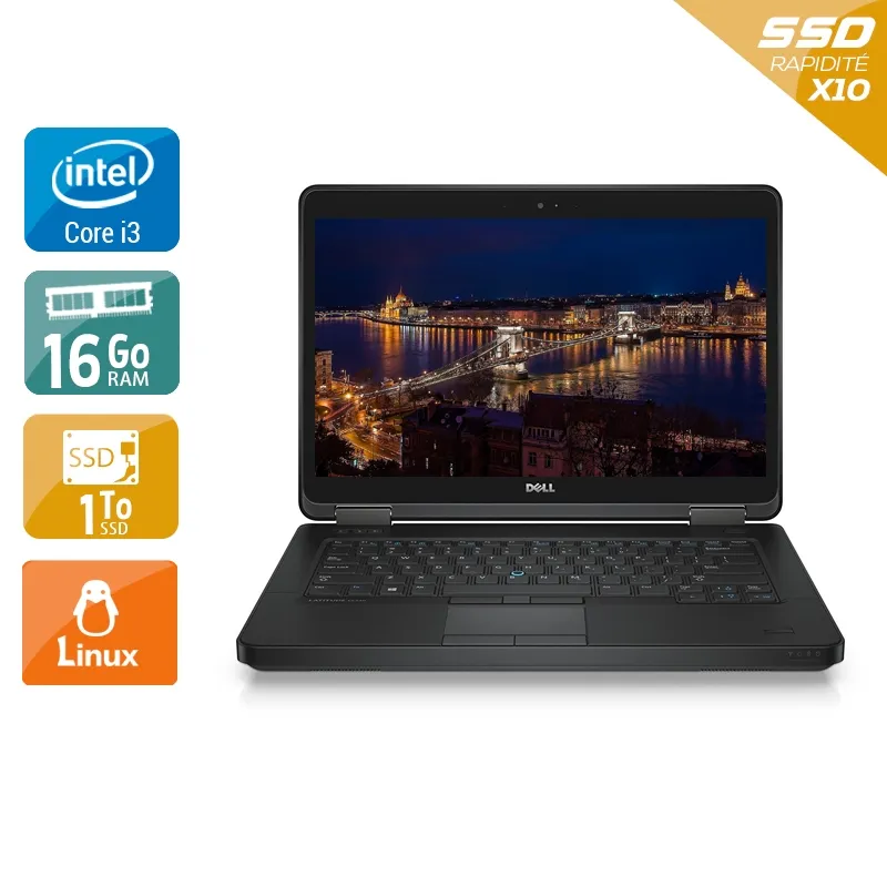 Latitude E5440 14" 2013 - Intel Core i3 1,9Ghz - 2 - 16Go DDR3 - 1To SSD - Intel HD Graphics 4400 - Gris / Noir - Linux - AZERTY