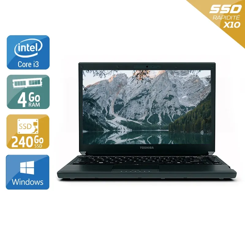 Portégé R700 13,3" 2010 - Intel Core i3 2,4Ghz - 2 - 4Go DDR4 - 240Go SSD - Intel GMA HD Graphics - Gris / Noir - Windows 10 - AZERTY