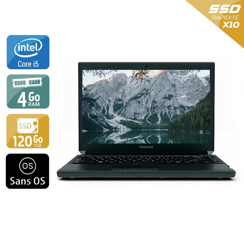 Portégé R700 13,3" 2010 - Intel Core i3 2,4Ghz - 2 - 4Go DDR4 - 120Go SSD - Intel GMA HD Graphics - Gris / Noir - Sans OS - AZERTY