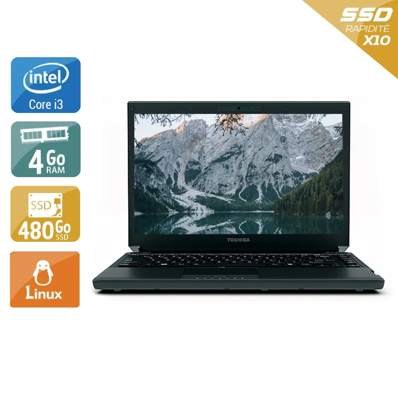 Portégé R700 13,3" 2010 - Intel Core i3 2,4Ghz - 2 - 4Go DDR4 - 480Go SSD - Intel GMA HD Graphics - Gris / Noir - Linux - AZERTY