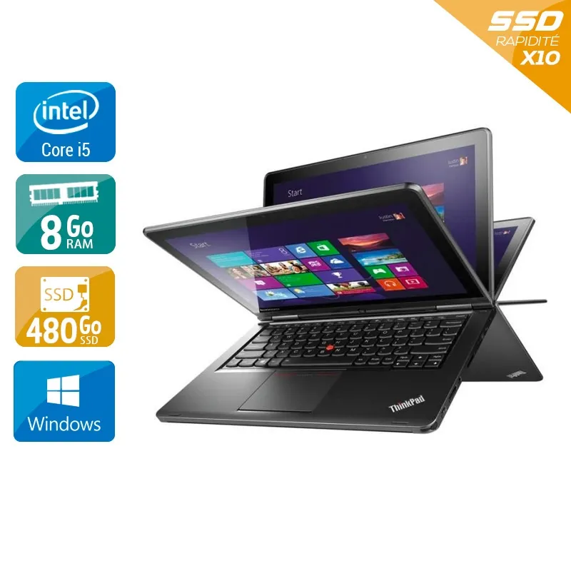 Thinkpad S1 Yoga 12,5" 2014 - Intel Core i7 2Ghz - 2 - 8Go DDR3 - 480Go SSD - Intel HD Graphics 4400 - Gris / Noir - Windows 10 - AZERTY