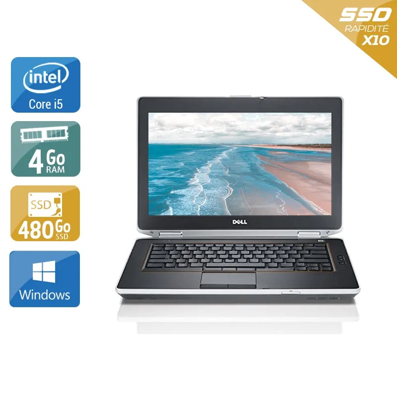 Latitude E6420 14" 2011 - Intel Core i5 2,5Ghz - 2 - 4Go DDR4 - 480Go SSD - Intel HD Graphics 3000 - Gris / Noir - Windows 10 - AZERTY