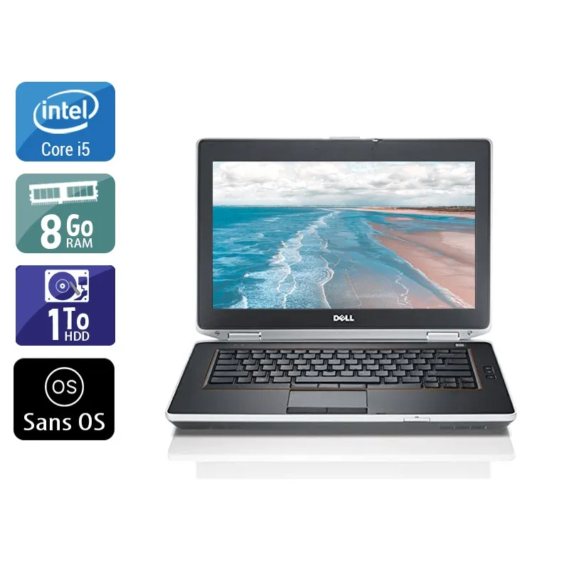 Latitude E6420 14" 2011 - Intel Core i5 2,5Ghz - 2 - 8Go DDR3 - 1To HDD - Intel HD Graphics 3000 - Gris / Noir - Sans OS - AZERTY