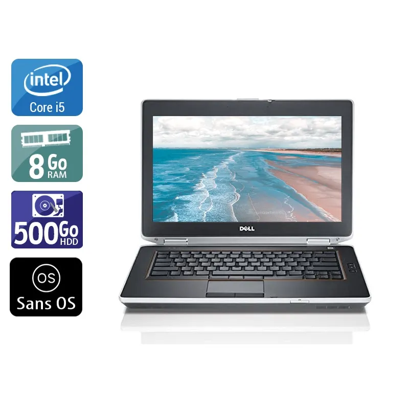 Latitude E6420 14" 2011 - Intel Core i5 2,5Ghz - 2 - 8Go DDR3 - 500Go HDD - Intel HD Graphics 3000 - Gris / Noir - Sans OS - AZERTY