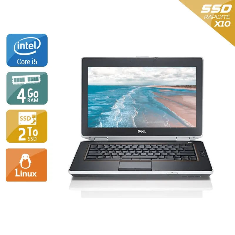 Latitude E6420 14" 2011 - Intel Core i5 2,5Ghz - 2 - 4Go DDR4 - 2To SSD - Intel HD Graphics 3000 - Gris / Noir - Linux - AZERTY