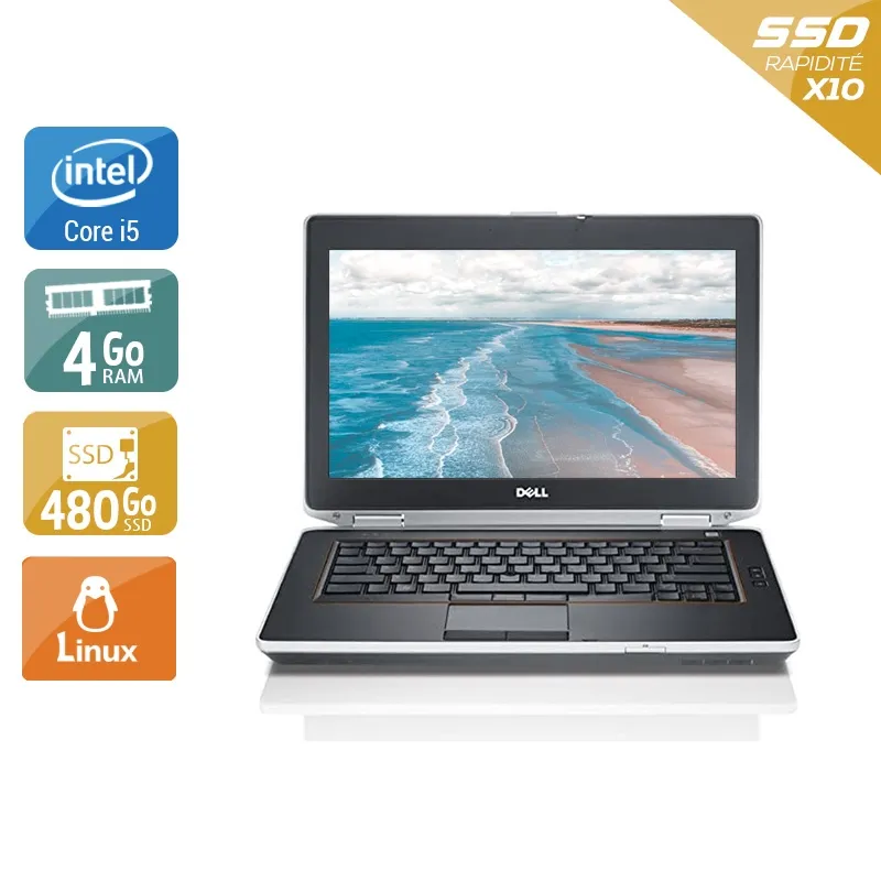 Latitude E6420 14" 2011 - Intel Core i5 2,5Ghz - 2 - 4Go DDR4 - 480Go SSD - Intel HD Graphics 3000 - Gris / Noir - Linux - AZERTY
