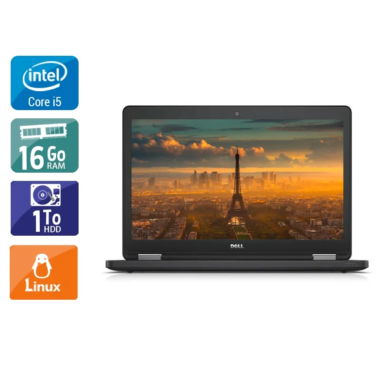 Latitude E5550 15,6" 2015 - Intel Core i5 2,3Ghz - 2 - 16Go DDR3 - 1To HDD - Intel HD Graphics 5500 - Gris / Noir - Linux - AZERTY