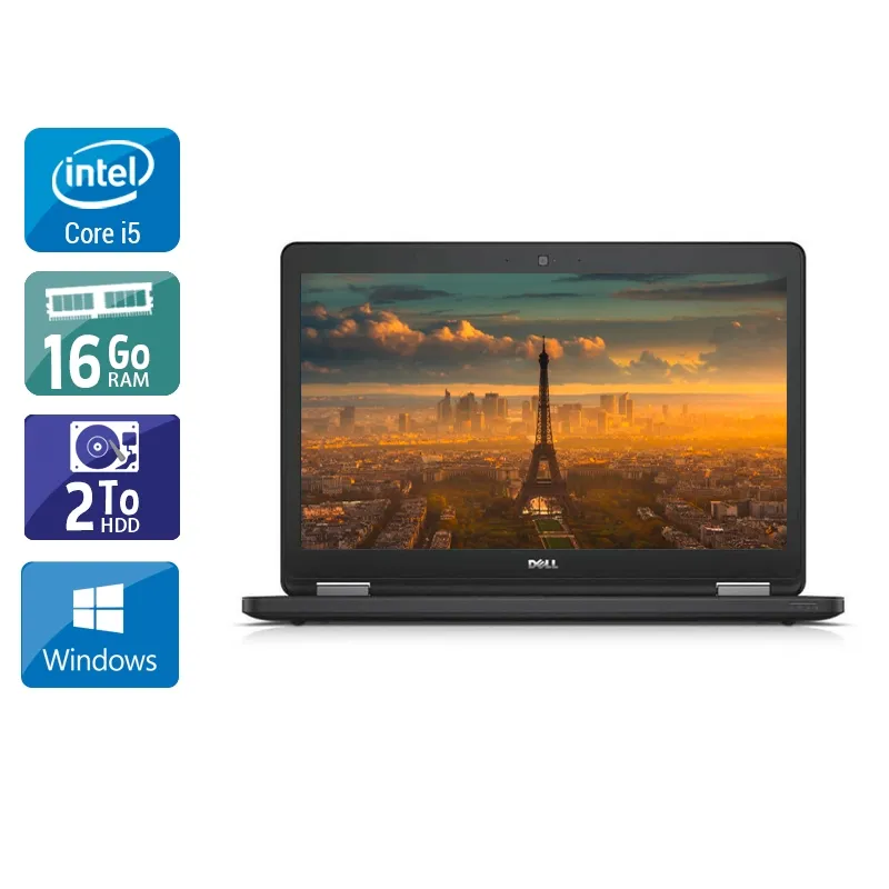 Latitude E5550 15,6" 2015 - Intel Core i5 2,3Ghz - 2 - 16Go DDR3 - 2To HDD - Intel HD Graphics 5500 - Gris / Noir - Windows 10 - AZERTY