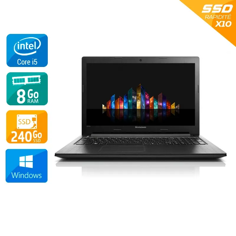 G50 80 15,5" 2015 - Intel Core i5 2,2Ghz - 2 - 8Go DDR3 - 240Go SSD - Intel HD Graphics 5500 - Gris / Noir - Windows 10 - AZERTY