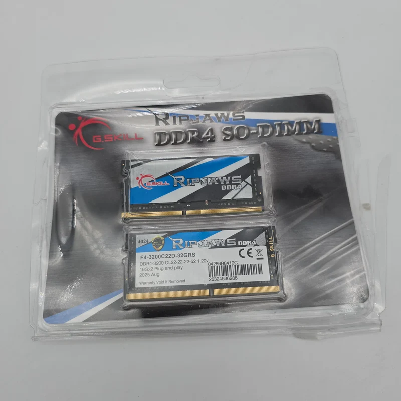 G.Skill Ripjaws 32GB DDR4, 3200MHz, CL22-22-22-52, SODIMM Laptop Gaming Memory RAM (2x16GB)