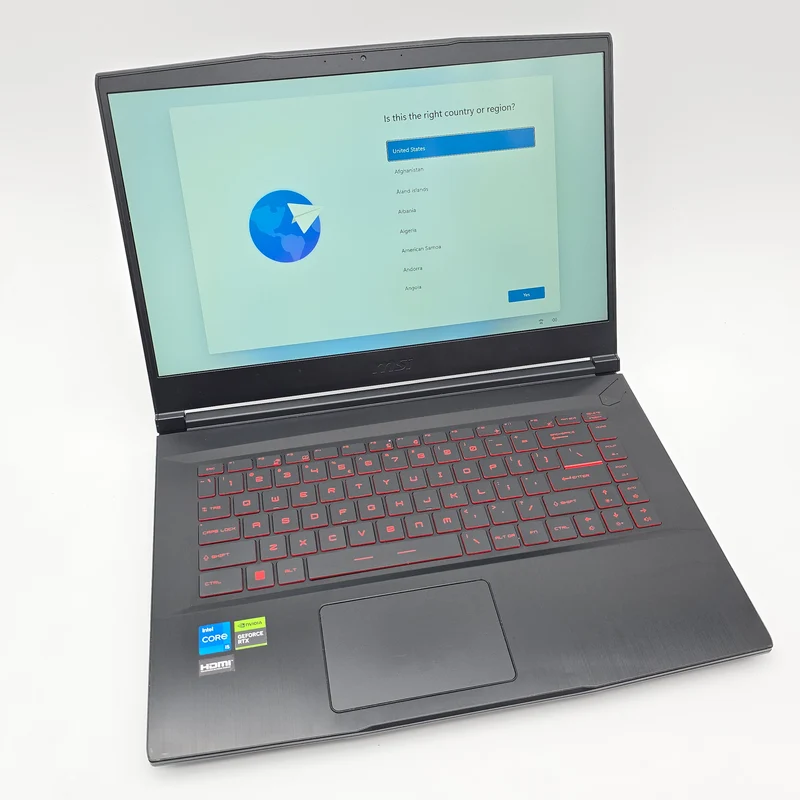 MSI Thin GF63, RTX 2050, Intel Core i5-12450H, 8GB DDR4, 250GB NVMe, 15.6" FHD 144Hz, Windows Gaming Laptop