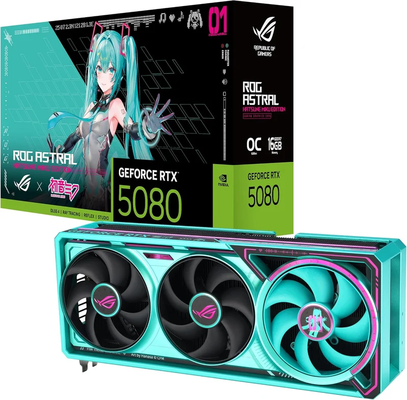 RTX 5080 ASUS ROG ASTRAL OC Hatsune Miku Limited Edition 16GB, NVIDIA Gaming Graphics Card GPU