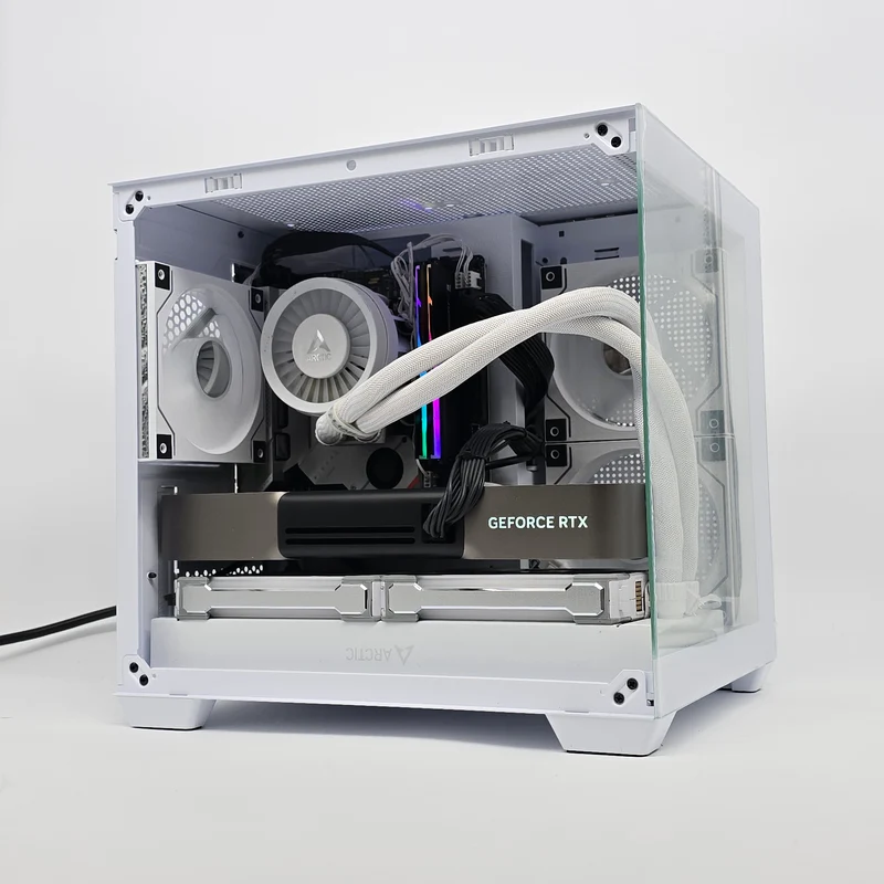 RTX 5080, Ryzen 9 7950X3D, 64GB DDR5, 2TB NVMe SSD, Custom White Mini-ITX Gaming PC