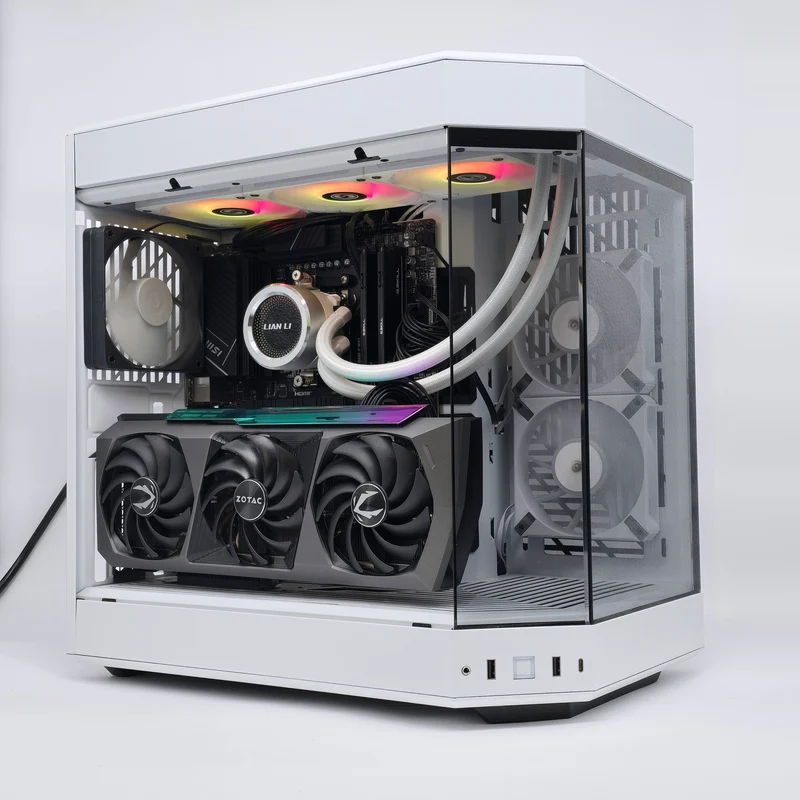NVIDIA RTX 3090Ti, AMD Ryzen 7 7800X3D, 32GB DDR5, 3TB NVMe, Custom White Liquid Cooled Gaming PC