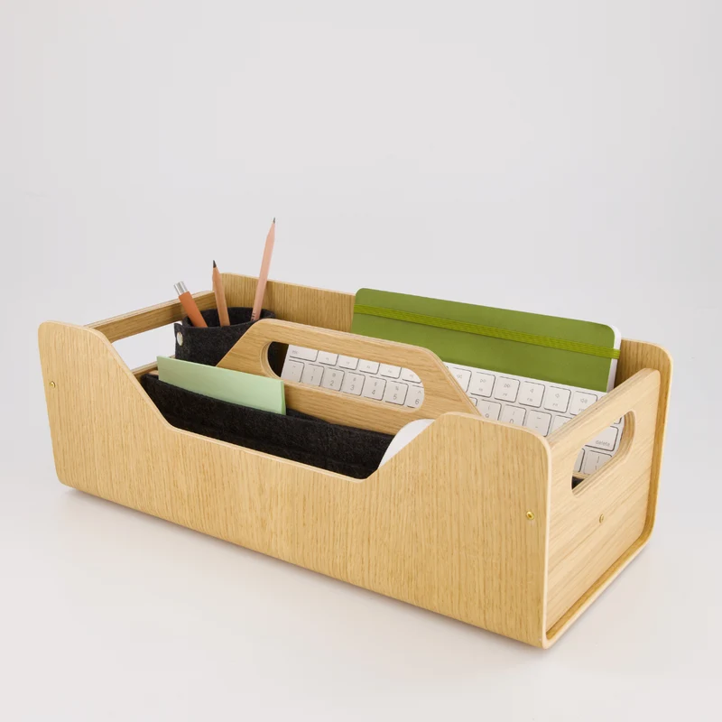 Gustav Dot - Oak Wood Portable Desk Organizer for Desk Sharing
